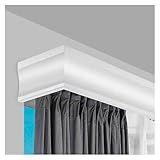 Generisch Vorhangschienenkasten aus Aluminium zur Deckenmontage, 2,4 m Lange Verdunkelungsschiene für Vorhänge, Rollläden und Jalousien, stilvolles weißes Finish, einfache Installation