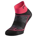 LURBEL Race, Laufsocken, leichte Socken, Anti-Blasen-Socken, atmungsaktiv, geruchsneutral, nahtlose Socke, Knöchelsocke., schwarz / pink, S