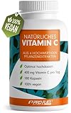 Natürliches VITAMIN C - 180 Kapseln - mit 400 mg Vitamin C aus Amla, Acerola, Camu-Camu & Hagebutten pro Tag - Vitamin C Komplex - 100% vegan - ohne Zusatzstoffe - 3 Monatsvorrat - Made in Germany