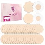 TEAWOO 400P Einweg-Nippelabdeckungen, 200 Blütenblatt + 200 runde atmungsaktive Vlies-Pasties für Frauen, hypoallergen, No Show, selbstklebend, Beige