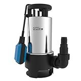 Güde Schmutzwassertauchpumpe GS 1103 PI (1100 W, Fördervolumen: 20.000 l/h, max. Förderhöhe: 8 m, max. Eintauchtiefe: 7 m, Laufrad aus Noryl, Edelstahlmantel & -welle, Thermoschutz, Schwimmerschalter)