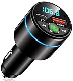 Mohard Bluetooth Adapter Auto, Ganzmetall FM Transmitter Auto Bluetooth mit PD 30W & QC3.0 18W Schnellladung, Freisprechanlage Bluetooth5.3, Rauschunterdrückung Mikrofon, 7 Farbige Licht