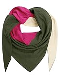 TOMEEK Schal Damen Baumwolle Dreieckstuch Halstuch Damen Dreieck Schal Farbkombination Musselin Halstuch 200cm x 123cm(Rosa & Grün)