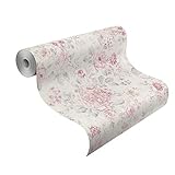 Rasch 516029 Selection Vliestapete , Mehrfarbig (Floral Rosa/Creme/Silber), 10,05 x 0,53 m