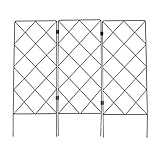 Metall Garten Rankhilfe Rankgitter für Kletterpflanzen Outdoor, Schwarz Eisen Pflanzengitter mit Kunststoffummantelte 60cm Höhe Pflanzenstütze Rankhilfe Rankgitter für Efeu Rosen Tomaten Reben