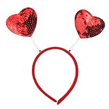 Rotes Herz-Stirnband mit Pailletten, Valentinstag-Haarband, Herz-Kopf-Bopper, Stirnbänder, rotes Haarband, Haarreif, Liebesform, Kopfschmuck, Party-Haarschmuck, Zubehör für Urlaub, Festival, Hochzeit