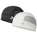 MELASA Fahrradmütze unter Helm, Leichte Atmungsaktive Schweißschutz Sommer Mesh-Helmeinlage, Schnelltrocknende Sportkappen für Radfahren Motorrad Laufen, Herren und Damen (Schwarz/Weiß)
