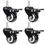 DBREAKS 4 Stücke 50mm Transportrollen mit Bremse Schwerlastrollen mit Bremse 4 Rollen mit Tragfähigkeit 50kg pro Rolle, 200kg insgesamt, M10 Schrauben