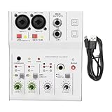 MotiveTech Audio Mischpult Mischkonsole für Studiomixer Zweikanal Soundmixer mit Professionellen Halleffekten für Und Internetradio, Weiß