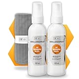 NEUHEIT: Hygienisches Brillenspray mit Desinfektion | Für klare Sicht & effektiven Schutz vor Schmutz, Viren und Bakterien (inkl. Premium Brillenputztuch) (2x100ml)