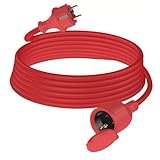 HUARUI Verlängerungskabel Outdoor 2m, Gummi Stromkabel Verlängerung mit Schuko Stecker für den Außenbereich IP44, Kabelverlängerung H05RR-F 3G1,5mm² mit Schutzkappe, Elektrokabel außen, 3500W, rot