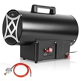 Eikuavons Gasheizgebläse 30KW, Gasheizer Luftdurchsatz Luftdurchsatz 650 m³/h, Heizkanone inkl. Gasschlauch, Druckminderer & Überhitzungsschutz