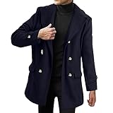 Herren Liam Dufflecoat | Wintermantel Wollmantel Herrenmantel Mantel für Männer (Marine, S)