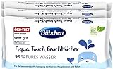 Bübchen Aqua Touch Feuchttücher, 144 Stück (3 x 48) – sensitive Pflegetücher mit 99% purem Wasser, feuchte Tücher für Neugeborene und Babys