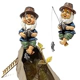 gotyou Angelnder Zwerg Figur - Gartenzwerg Deko Statue - Harz Handwerk Charakter für Garten Dekoration Gartenzwerg Lustig Angeln Figur Fischerliebhaber Gartendeko