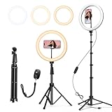ATUMTEK 12' Selfie-Ringlicht mit 63' Ausziehbarem Stativ, Selfie-Licht mit Handyhalter und Bluetooth-Fernbedienung, Dimmbares LED-Ringlicht für Streaming, TikTok, Zoom, Vlogging, YouTube usw.