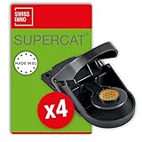 SWISSINNO Mausefalle SuperCat: Effizient + wiederverwendbar mit ungiftigem Lebensmittel-Köder. Sofort fangen und töten. Für Innen- + Außen. Sicher für Kinder + Haustiere. Made in EU: 4X Fallen