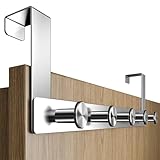 Menz Türgarderobe zum Einhängen - Edelstahl Tür-Garderobe mit Türhaken in runder Ausführung, stabile Türhakenleiste zum Einhängen, praktische Kleiderhaken Tür