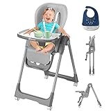 Baby 3in1 Kinderhochstuhl mit Tisch und Rollen Hochstuhl Verstellbar Klappbar Babystuhl mit Liegefunktion Kombihochstuhl mitwachsend esszimmerstuhl ab 6 Monate Kinder Kleinkinder