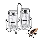 Westmark Menage Salz- und Pfefferstreuer, 3tlg, Fassungsvermögen: je 50 ml, Glas/Kunststoff/Edelstahl, Traditionell, Transparent/Silber, 63112260