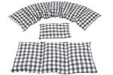 Körnerkissen STERNE, PUNKTE, UNI u.s.w. 3 er Set Langes 67 x 18 cm 7 Kammer + 3 Kammer + kleines Kirschkernkissen Wärmekissen XXL Schulterkissen Nackenkissen Mikrowelle (Grau, Karo)