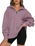 Trendy Queen Damen Oversized Sweatshirts Hoodies Halber Reißverschluss Pullover Herbst Mode Outfits 2023 Y2k Kleidung, Muskatnuss, M