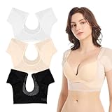XIAQICA 3 Stück Achselpads Damen Waschbar Underarm Pads Vest Sweat Pads Cotton Absorbent Spitze Breathable Mesh Atmungsaktiv Schweißdicht Weste Stains Sexy Anti Schweiß für Yoga(Weiß, Beige, Schwarz)M
