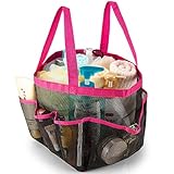 Strandtasche Mesh-Duschtasche, schnell trocknende Dusch-Einkaufstasche, Strand-Badezimmer-Dusch-Organizer for die Aufbewahrung von Toilettenartikeln (Color : Pink)