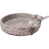 dobar® 12971 Klassische Vogeltränke Pool-Oase - Vogelbad aus Keramik - Vogelbecken für Wildvögel - Wassertränke für Garten/Terrasse/Balkon - Ø 24,5 cm - Grau