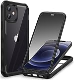 CENHUFO Sichtschutz Hülle für iPhone 12/iPhone 12 Pro, 360 Grad Handyhülle Schutzhülle mit Eingebautem Privacy Panzerglas Displayschutz Stoßfest Panzerhülle Anti Spy Cover Outdoor Case - Schwarz