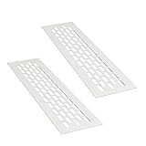 sossai® Aluminium Lüftungsgitter - Alucratis (2 Stück) | Rechteckig - Maße: 24,5 x 6 cm | Farbe: Weiss | Pulverbeschichtet