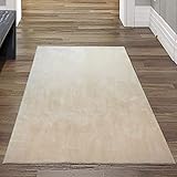 Teppich-Traum Wohnzimmer FLAUSCHTEPPICH Flokati Badezimmer waschbar in beige, 80x150 cm