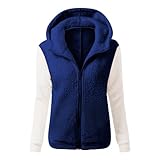 LSAltd Weihnachtsbaumständer Weihnachtspulli Damen Damen Jacke Herbst Steppmantel Damen Kapuzenpullover Damen Oversize Hoodie Damen Fleece Jacket Damen Outdoor Kleidung Damen,Marine,L