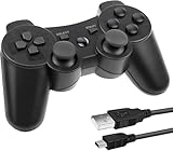 Lunriwis Controller für PS-3, PS3 Wireless Bluetooth Controller, mit 6-Achsen Dual Vibration Joystick mit Ladekabel, Wiederaufladbare Fernbedienung Joystick