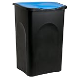 Stefanplast Abfalleimer 50 Liter mit Deckel Schwarz Blau Abfallbehälter Mülleimer Kunststoff Küche Büro groß