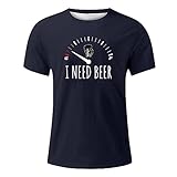 Kurzarm-T-Shirt für Herren mit Rundhalsausschnitt, Bier, lustige Aufdrucke, atmungsaktives Oberteil Unterhemd Herren Schwarz Ohne Arm (Navy-A, XXXL)