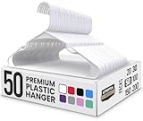 Utopia Home Kleiderbügel platzsparend – 50er Set Kunststoff Kleiderbügel, ultraschlank und rutschfest, weiß, platzsparende Bügel für Kleiderschrank und Garderobe