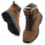 JACKSHIBO Winterschuhe Herren Winterstiefel Damen Warme Gefüttert Stiefel Trekking Wanderschuhe Wasserdicht Rutschfest Schneestiefel Outdoor Winterboots Braun 43EU