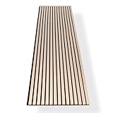 HAGEFOL® Akustikpaneele Holz 240x60 cm, Farbe: Eiche, Wandpaneele Holz, 3D Lamellenwand aus Holzfurnier auf Akustik Filz, Akustikpaneele 2400x600 mm