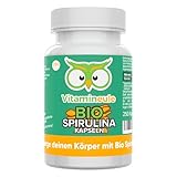 Bio Spirulina Kapseln - hochdosiert 500 mg - bioaktiv & vegan - Produktion in Deutschland - ohne Zusatzstoffe & laborgeprüft - für Erwachsene und Kinder - 250 Kapseln - Vitamineule®