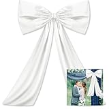 Riesenschleife 24 x 36 Inches Übergroße Schleife Dekoration Hochzeitsschleife Dekoschleife Groß Bogen Glatt Satinschleife für Hochzeit Geburtstag Party Festival Kirche Weihnachten Schleife Weiß