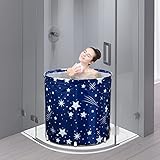 Faltende Badewanne, klappbar Bathtub, Bewegliche Erwachsene Wannenbad, Babybadewanne, Folding Badewanne mit Isolationsbaumwoll, Tragbare Runde Form Familienbadewannen SPA zu Hause (Sternenblau)