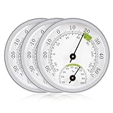 3 Stück Hygrometer Thermometer:2in1 Präzisions Thermo-Hygrometer Luftfeuchtigkeitsmesser Innen mit Farbigen, Komfortzonen Hygrometer Analog Zimmerthermometer zur Innen und Außen Raumklimakontrolle (A)