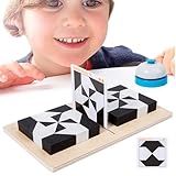 Stapelwürfel - Stapelturm Für Kleinkinder | Holzbausteine-Set Für Kinder - Pädagogisches 3D Puzzle Stapelspiel Mit 32 Bausteinen 40 Karten Glocke Aus ABS Zur Förderung Denken Zuhause Kindergarten