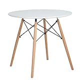 FURNITABLE Esstisch Weiß Rund Küchentisch modern Büro Konferenztisch Kaffeetisch Schreibtisch Freizeit Holz HxD: 74 x 80 cm