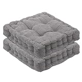 2er Set Stuhlkissen, Sitzkissen 40 * 40cm für Indoor und Outdoor,Dicke Bodenkissen, Stuhl Sitzpolster Passt für Haus, Garten, Büro und Autositze Sitzerhöhung (Hellgrau)
