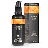 100ml BIO Vitamin C Serum Gesicht mit extra Vitamin A & E & Hyaluron & ätherische Öle - Vegan - Anti Aging Gesichtspflege - Bio Aloe Vera Gel Basis statt Wasser - Skincare Naturkosmetik Satin Naturel