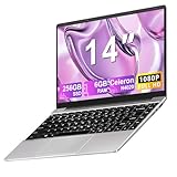 NOTODD 2025 Laptop 14 Zoll Win 11 Pro 6GB RAM 256GB SSD Unterstützung 1TB (TF 1TB) Notebook Celeron N4020 (bis2.8GHz) 5000mAh 1920x1080p WiFi Deutscher Tastaturschutz und kabellose Maus-Silver