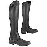 AK-Halbchaps Reitchaps aus vollnarbigem Echtleder mit gebogenem Reißverschluss AKRS-1013 (Schwarz, 2XL)