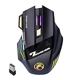 Ghjkldha Kabellose GamingMaus mit Lichtern | 2,4 g GamingMaus für PC | Bunte Lichter-GamingMaus, ergonomische kabellose Maus, Mehrtasten-GamingMaus und GamingMaus mit RGB-Beleuchtung